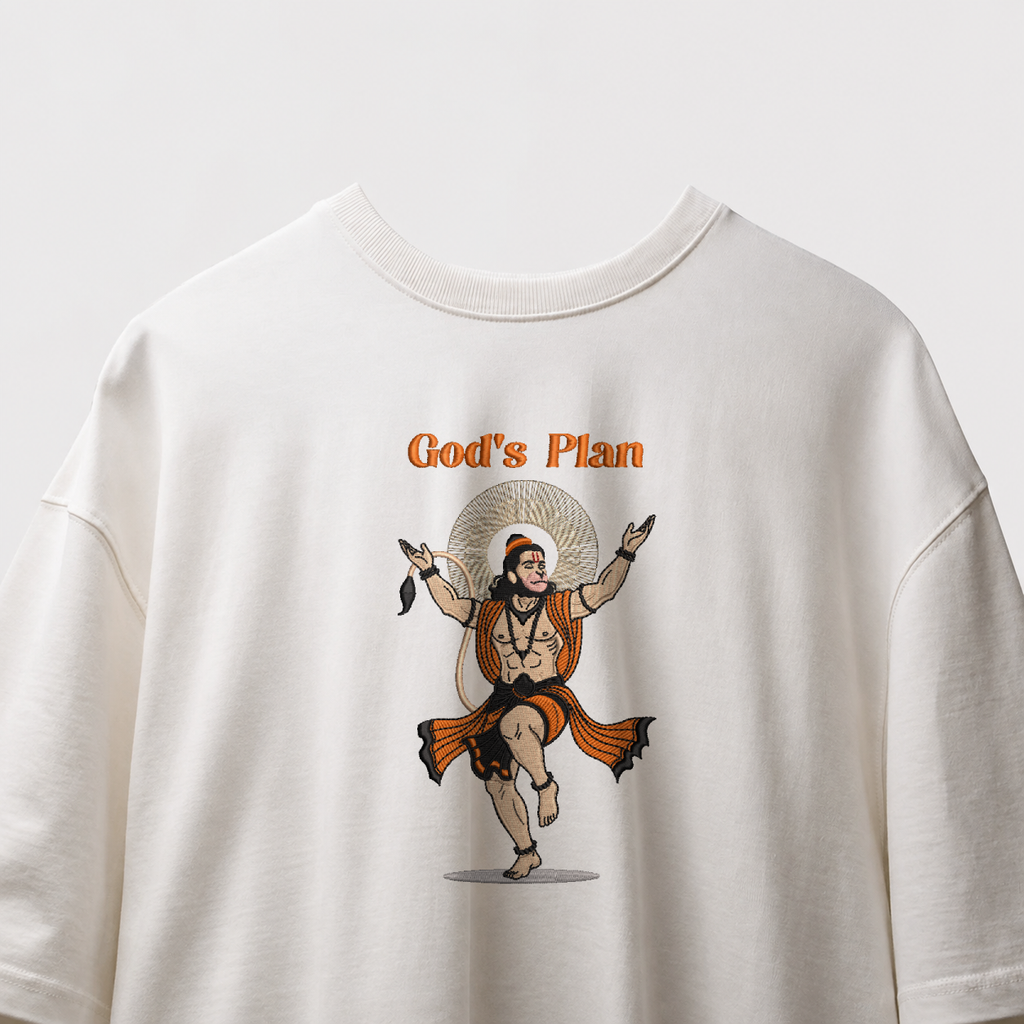 Hanuman Ji Embroidered Oversized tee